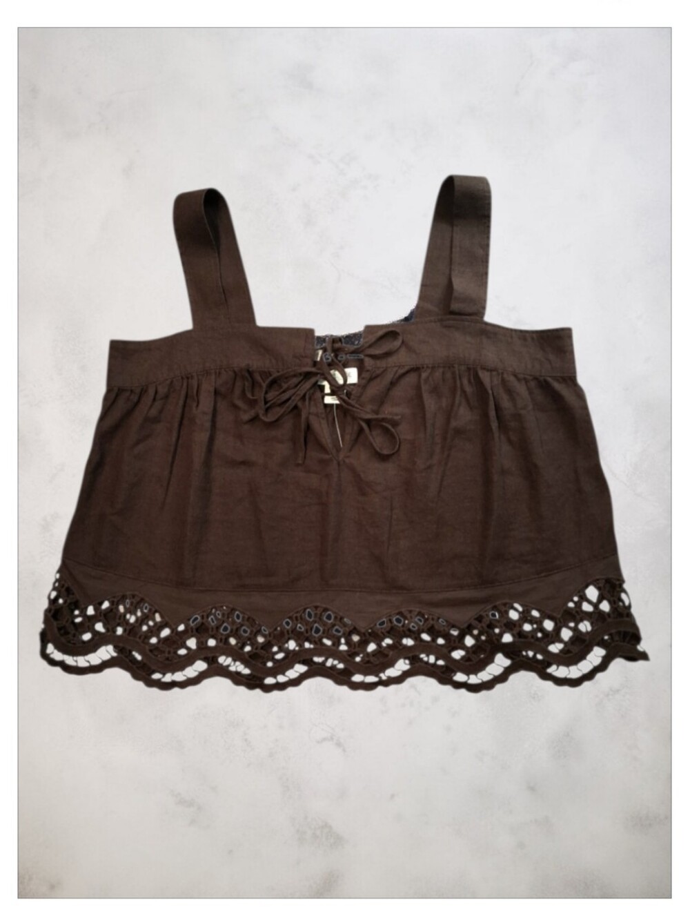 Rachel Zoe Brown linen-blend crop top Womens size XL